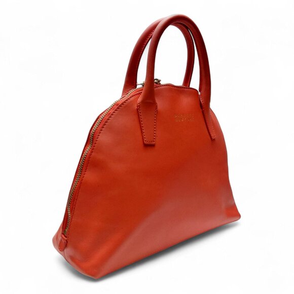 Barneys New York Small Leather Bowler Bag Scarlet Red (0233) - Picture 2 of 11